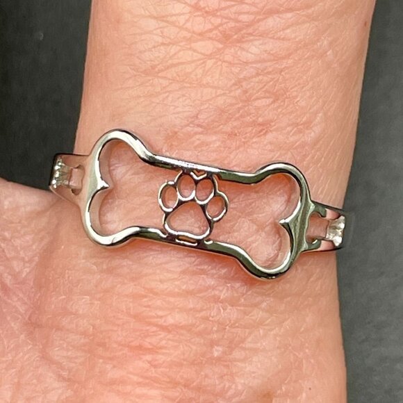 Dog Bone and Paw Print Ring with Open Design #1246 - Picture 9 of 14